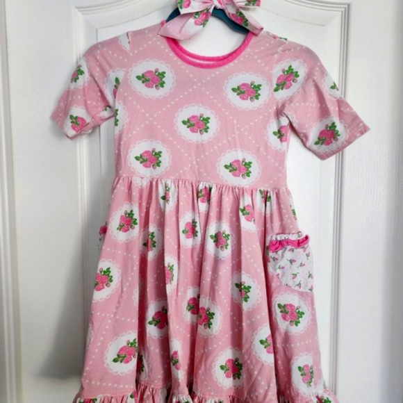 Size 7/8 Eleanor Rose dress and matching headband - Picture 3 of 4